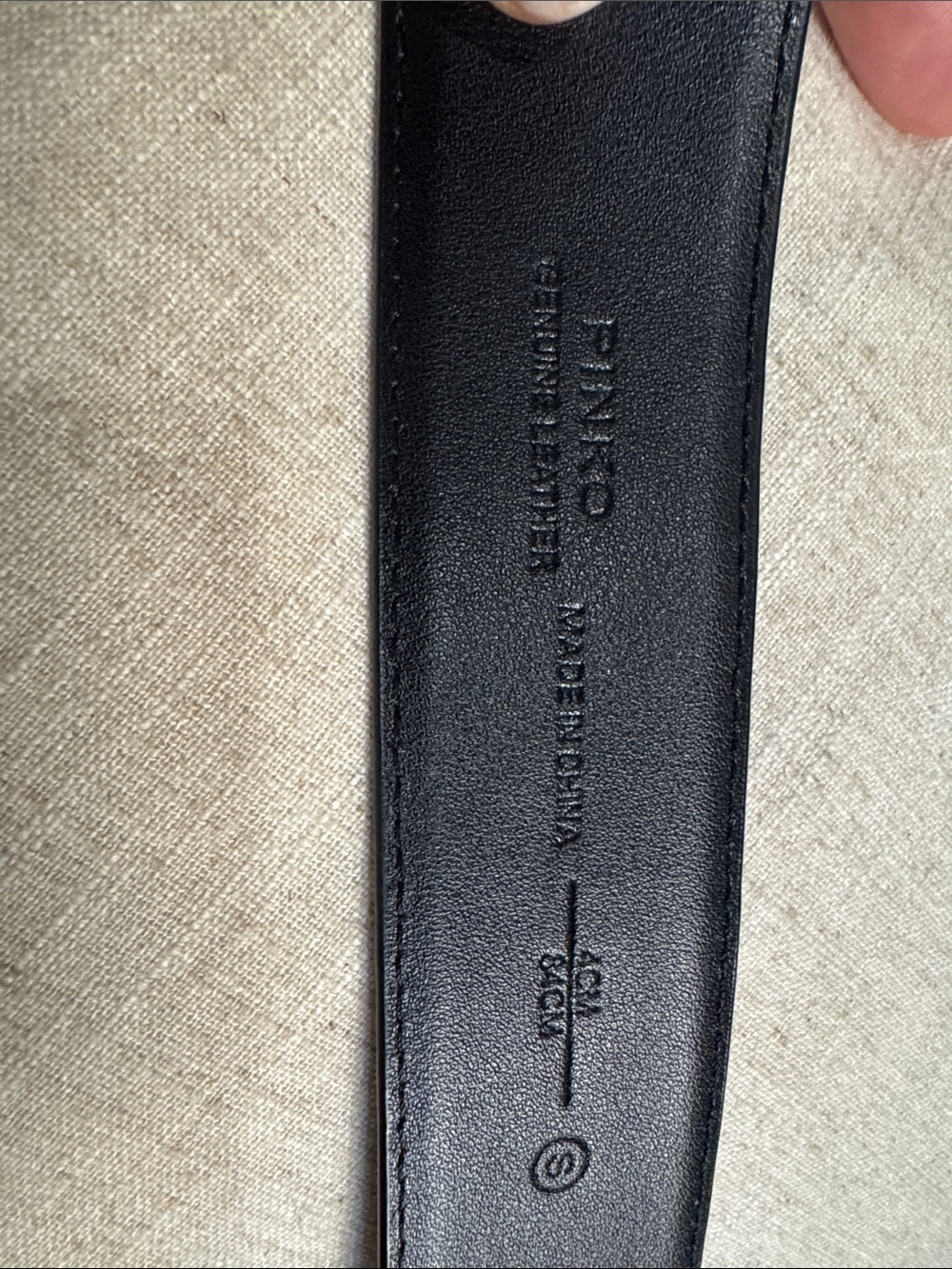 Pinko Black Leather Belt with Gold Twin Bird Ring Buckle - Picture 5 of 5